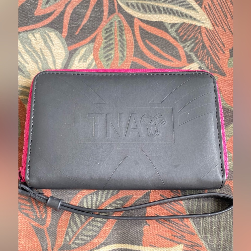 TNA Black Wallet with Pink Zipper